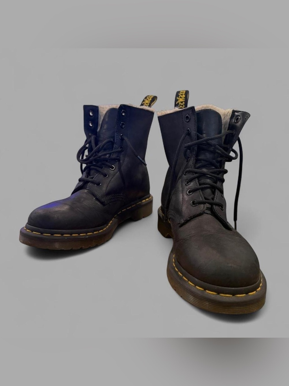 Dr. Martens Black 1460 Serena Shearling Lined Boot Interior Label Size 8